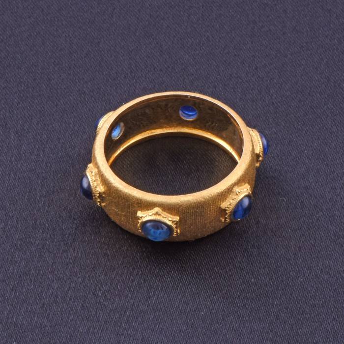 Yellow Colour Silver Ring with Blue Stone 5.6 Gr