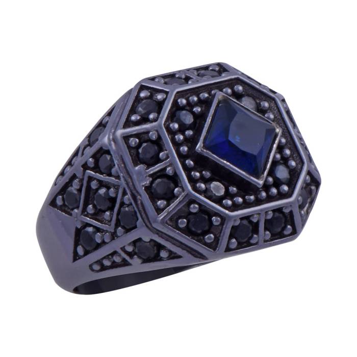 Men's Silver Ring with Blue Zircon Stone 15 gr