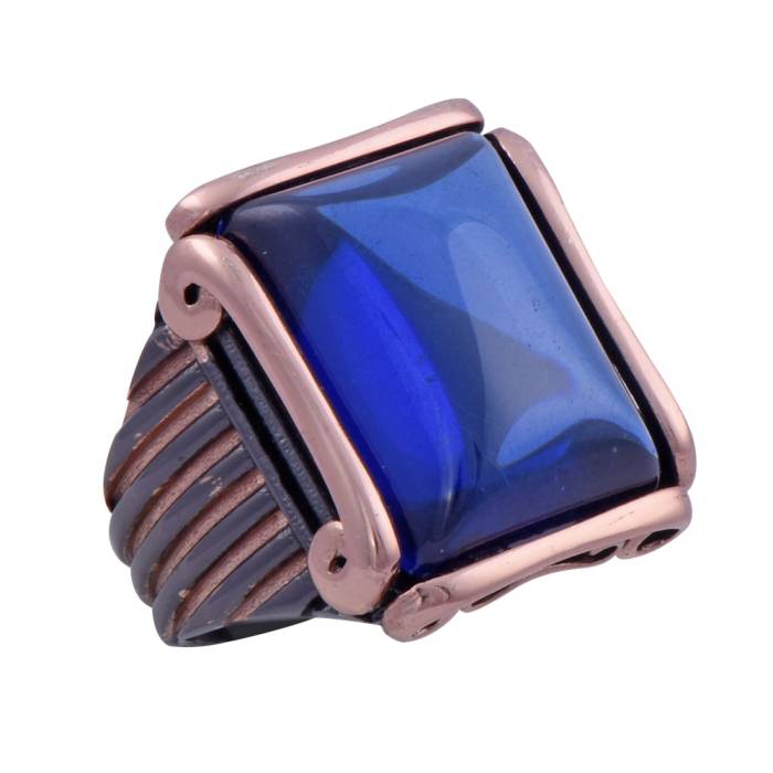 Men's Silver Ring with Blue Zircon Stone 15.7 gr