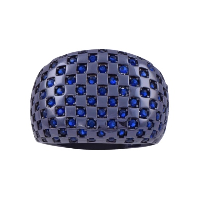nusnus - Men's Silver Ring with Blue Zircon Stone 9.2 gr