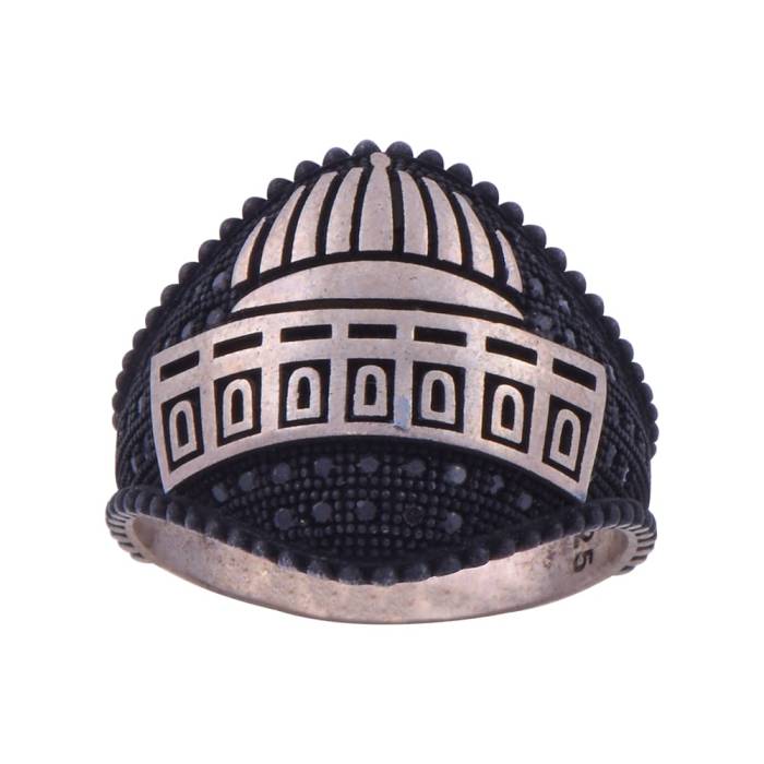 925 Sterling Silver Men's Ring with Micro Stone Engraved