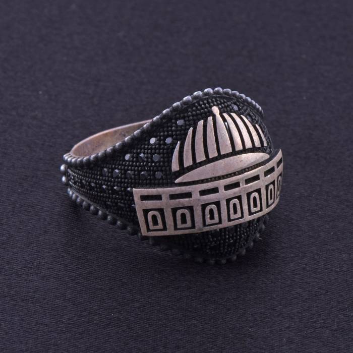925 Sterling Silver Men's Ring with Micro Stone Engraved