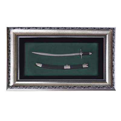 Nakkas Boytu - Nakkas Çerçeveli Dekoratif Kılıç Tablo Gümüş 55*37 cm