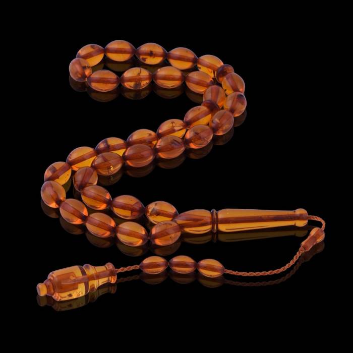 Natural Drop Amber Rosary with Barley Cutting System 13.69 Gr