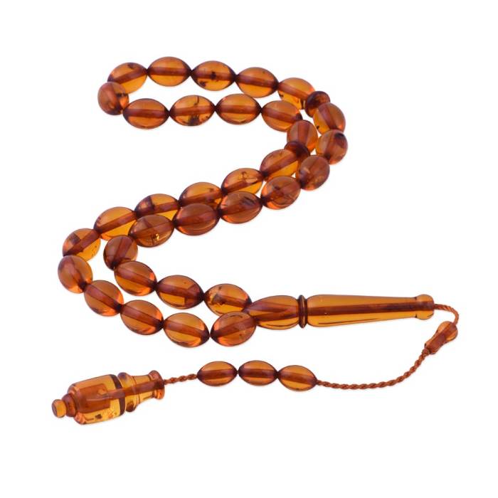 Natural Drop Amber Rosary with Barley Cutting System 13.69 Gr