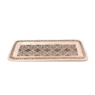 nusnus - Nusnus 12 Pattern Embroidered Copper Rectangle Tin Tray Handmade
