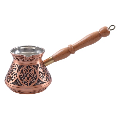 nusnus - Nusnus Copper Brown Wooden Handle Oval Motif Coffee Pot Rose Gold Medium Size No:1