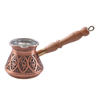 nusnus - Nusnus Copper Cream Wood Handle Tulip Motif Coffee Pot Rose Gold Small Size No:1