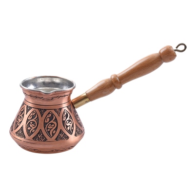 nusnus - Nusnus Copper Cream Wood Handle Tulip Motif Coffee Pot Rose Gold Medium Size No:1