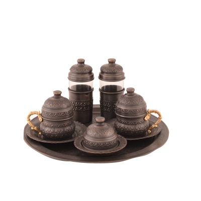 Nusnus Bakır Kutulu Fincan Takımı Ve Kahve Yanı Su Bardağı - nusnus