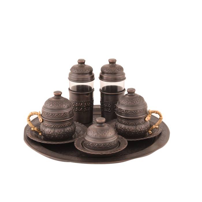 Nusnus Bakır Kutulu Fincan Takımı Ve Kahve Yanı Su Bardağı - 1