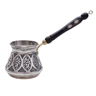 nusnus - Nusnus Copper Mother of Pearl Handle Ivy Motif Coffee Pot Silver Large Size
