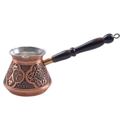 nusnus - Nusnus Copper Black Wooden Handle Tulip Motif Coffee Pot Rose Gold Large Size No:2