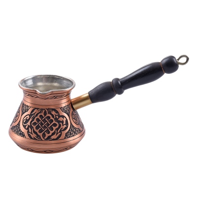 nusnus - Nusnus Copper Black Wooden Handle Tulip Motif Coffee Pot Rose Gold Small Size No:2