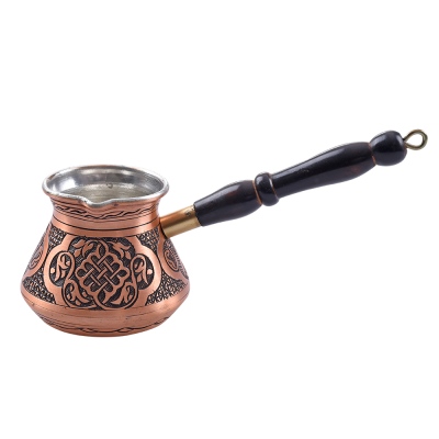 nusnus - Nusnus Copper Black Wooden Handle Tulip Motif Coffee Pot Rose Gold Medium Size No:2