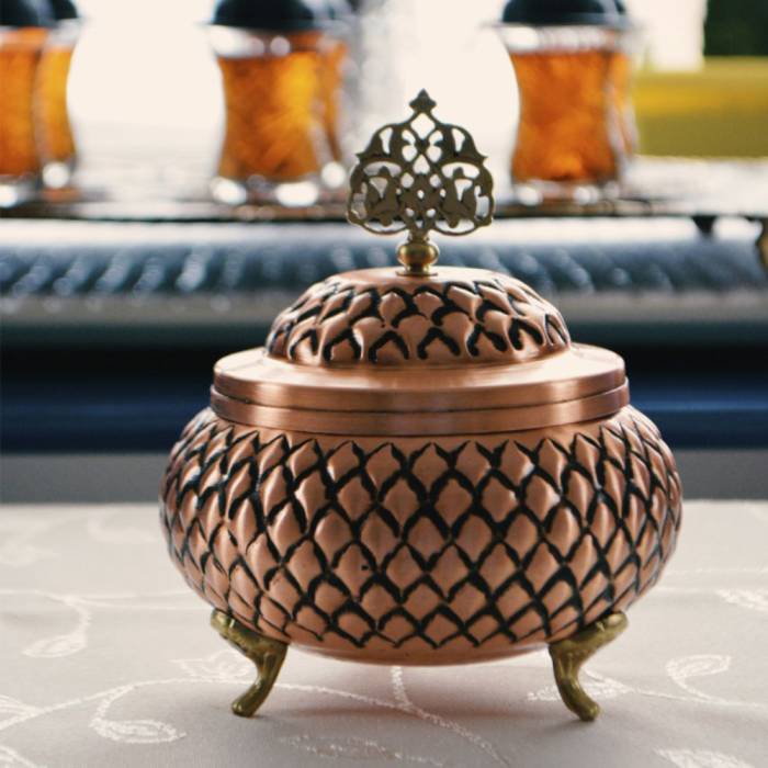 Nusnus Copper Staple Footed Sugar Bowl Rose Gold No 3 NS-05097