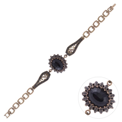 nusnus - Nusnus Bronze Tumbled Bracelet Large Black Zircon Stone