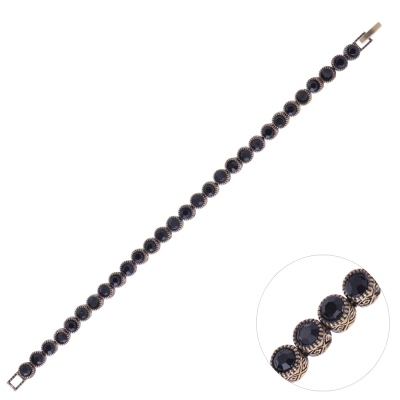 nusnus - Nusnus Bronze Tumbled Bracelet Black Round Zircon Stone