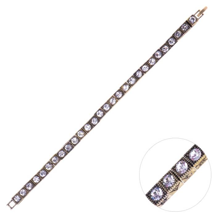 Nusnus Bronz Eskitme Bileklik Yuvarlak Swarovski Taşlı