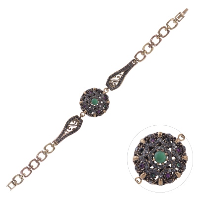 nusnus - Nusnus Bronze Tumbled Bracelet Round Green Zircon Stone