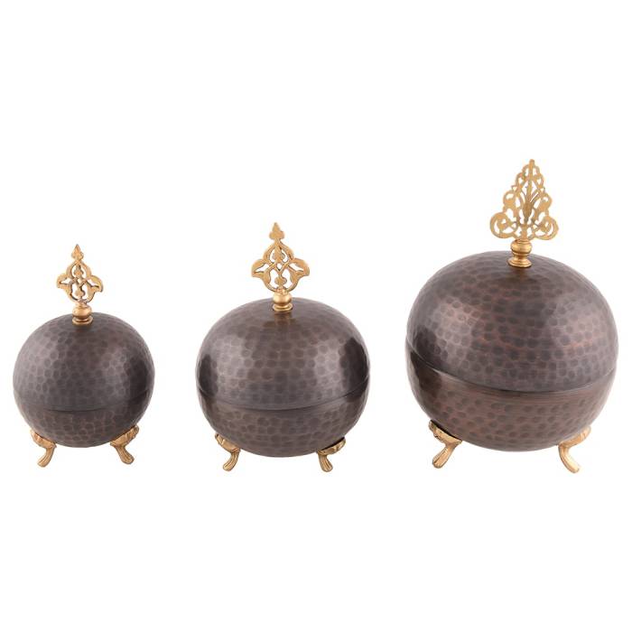 Nusnus Copper Footed Ball Sugar Bowl Set of 3