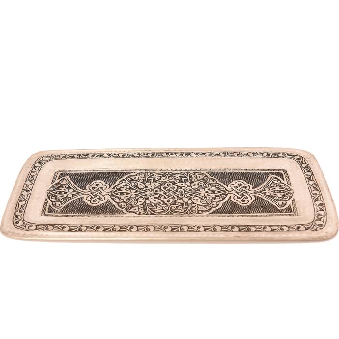 Nusnus Copper Rectangular Tinplate Single Pattern Tray Rose Gold Handmade