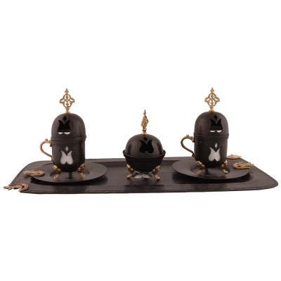 nusnus - Nusnus Copper Tulip Cup Set, 2 Trays and Turkish Delight Holder