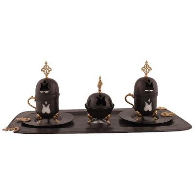 nusnus - Nusnus Copper Tulip Cup Set, 2 Trays and Turkish Delight Holder