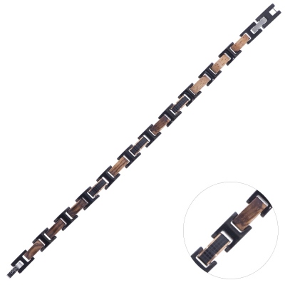 nusnus - Nusnus Men's Wooden Steel Bracelet CB 5004