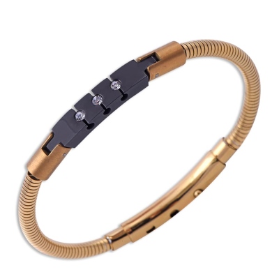 nusnus - Nusnus Men's Steel Cuff Bracelet CB 5004 Gold