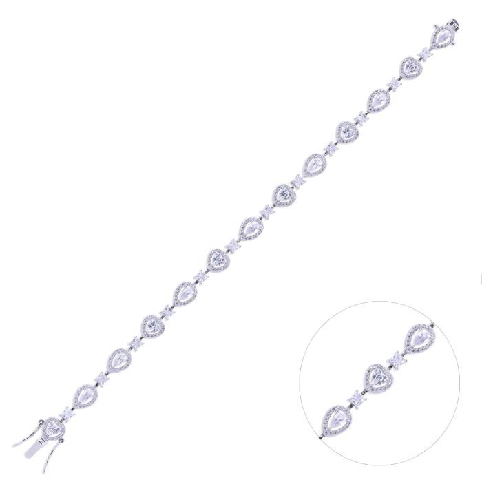Nusnus Silver Women's Bracelet (ZRK 2160) Waterway Stone Heart Model 10.7 gr