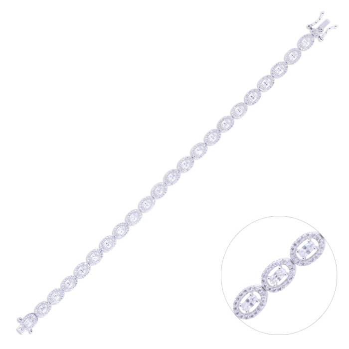 Nusnus Silver Women Bracelet ZRK 2200 Baguette Stone 10.9 gr