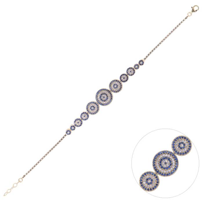 Nusnus Silver Women's Evil Eye Bead Bracelet ZRK 2200 8.1 gr Gold Colour
