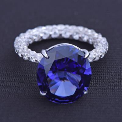 Nusnus Ice Cut Ruby Tam Tur Mor Taşlı Tek Taş Gümüş Yüzük - 2