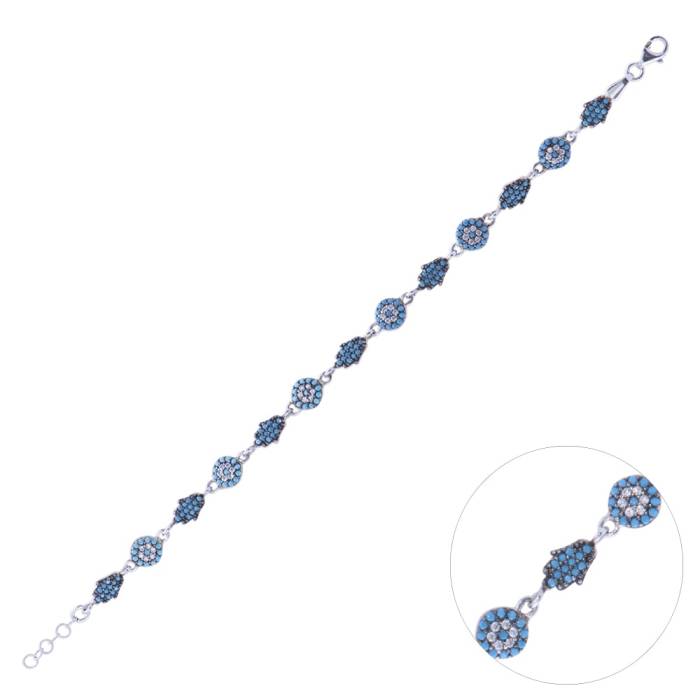 Nusnus Women's Blue Silver Bracelet 6.5 GR