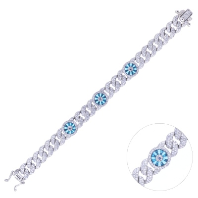 nusnus - Nusnus Blue Stone Silver Bracelet 17 Gr