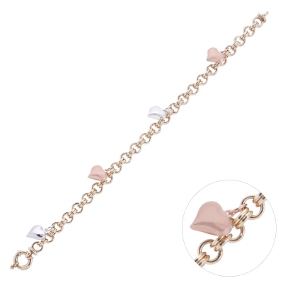 nusnus - Nusnus Pink Grey Heart Silver Women Bracelet 11.6 gr