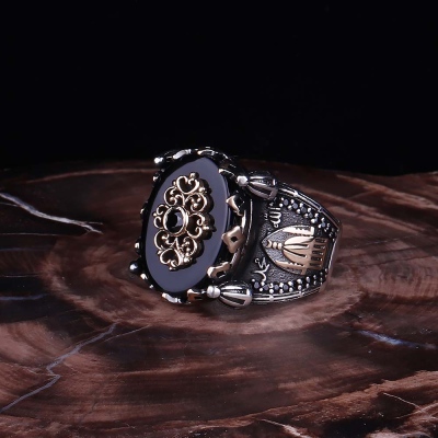 Oniks Taşlı 925 Ayar Gümüş Yüzük - nusnus