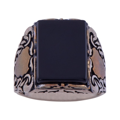 nusnus - 925 Sterling Silver Ring with Onyx Stone
