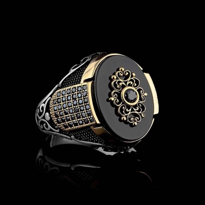 Oniks Taşlı 925 Ayar Gümüş Yüzük - nusnus