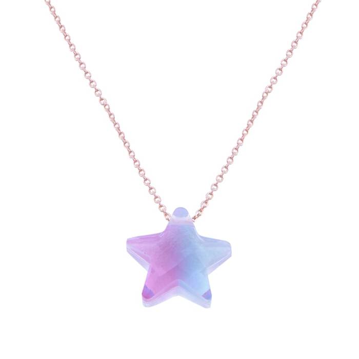 Pink Colour Transition Starry 925 Sterling Silver Necklace for Women