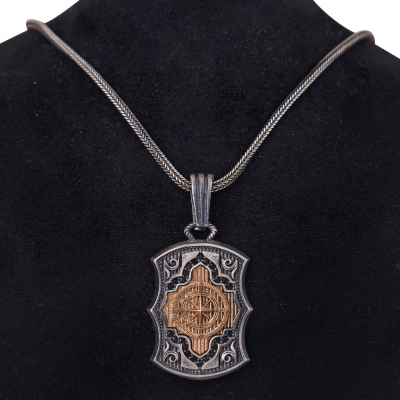 Compass Model 925 Sterling Silver Necklace - Thumbnail