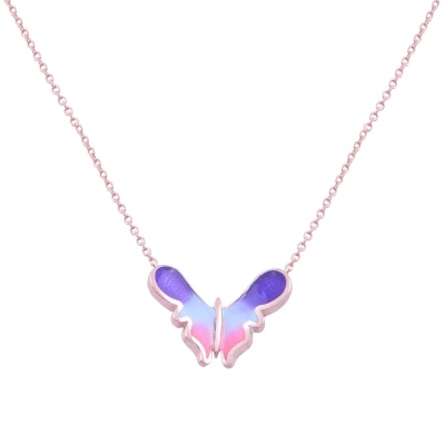 nusnus - Colour Transition Butterfly Model 925 Sterling Silver Necklace for Women