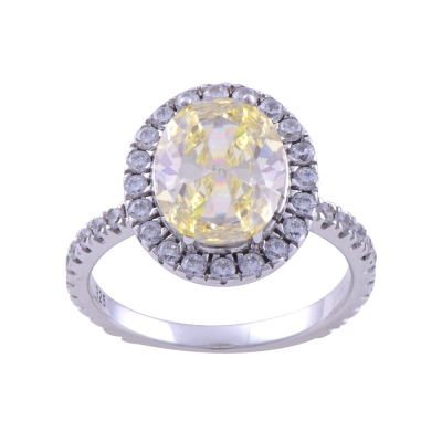 nusnus - Yellow Single Stone Silver Ring 4.8 Gr