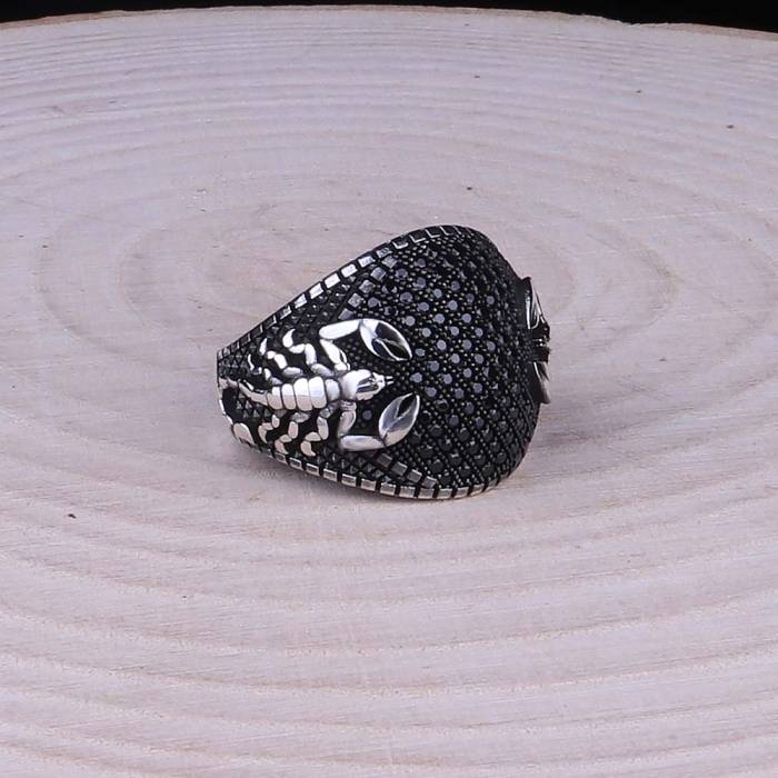 Scorpion Model Micro Stone Embroidered 925 Sterling Silver Ring