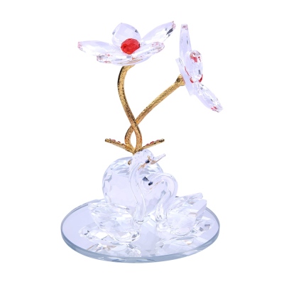 SETABIANCA - Seta Shine Brass Branch Swan 2 Flowers 12*10 Cm