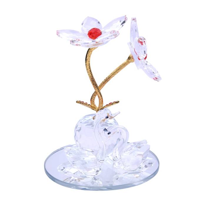 Seta Shine Brass Branch Swan 2 Flowers 12*10 Cm