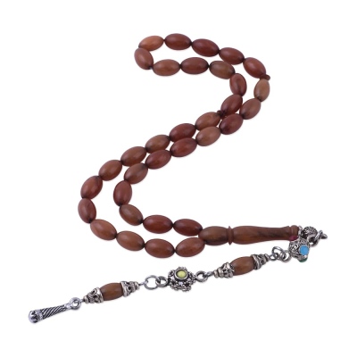 Sıkma Kehribar Vizon Rengi Arpa Kesim Tesbih ELT 19 - nusnus