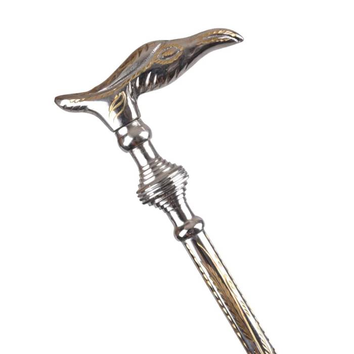 Silver Color Copper Vulture Embroidered Walking Stick No:5