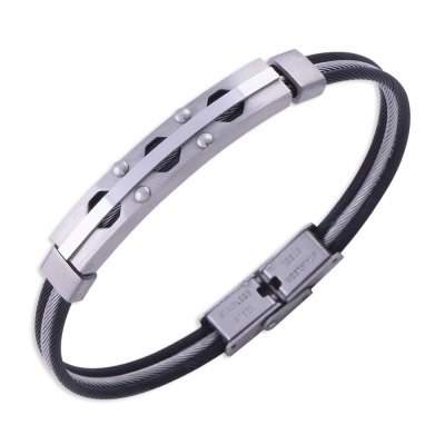 nusnus - Black Steel Men's Bracelet CB 5003 NS-04046